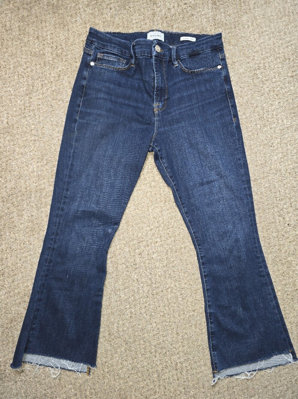Frame Denim Dark Blue Cropped Mini Boot Jeans Size 31 - Picture 3 of 7